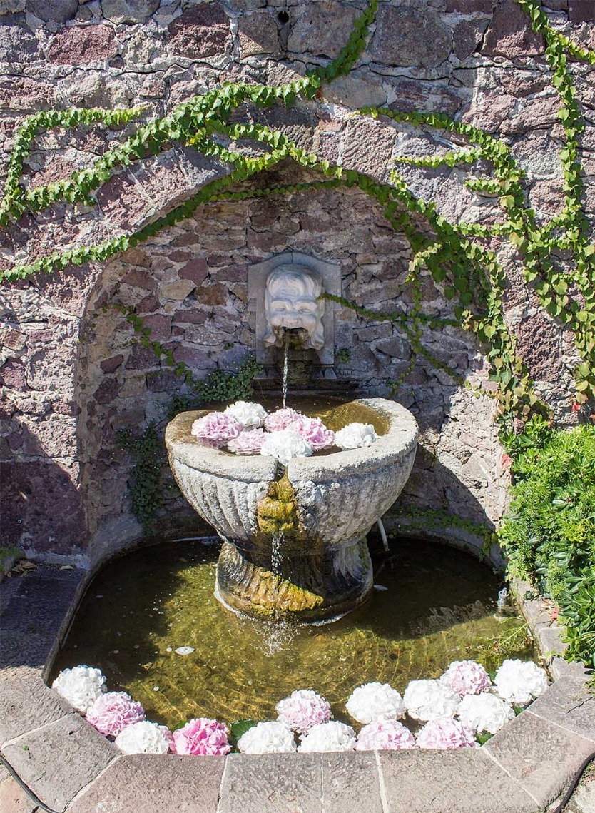 A flowered fountain