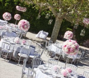 Centre de tables et décoration florales pour un mariage