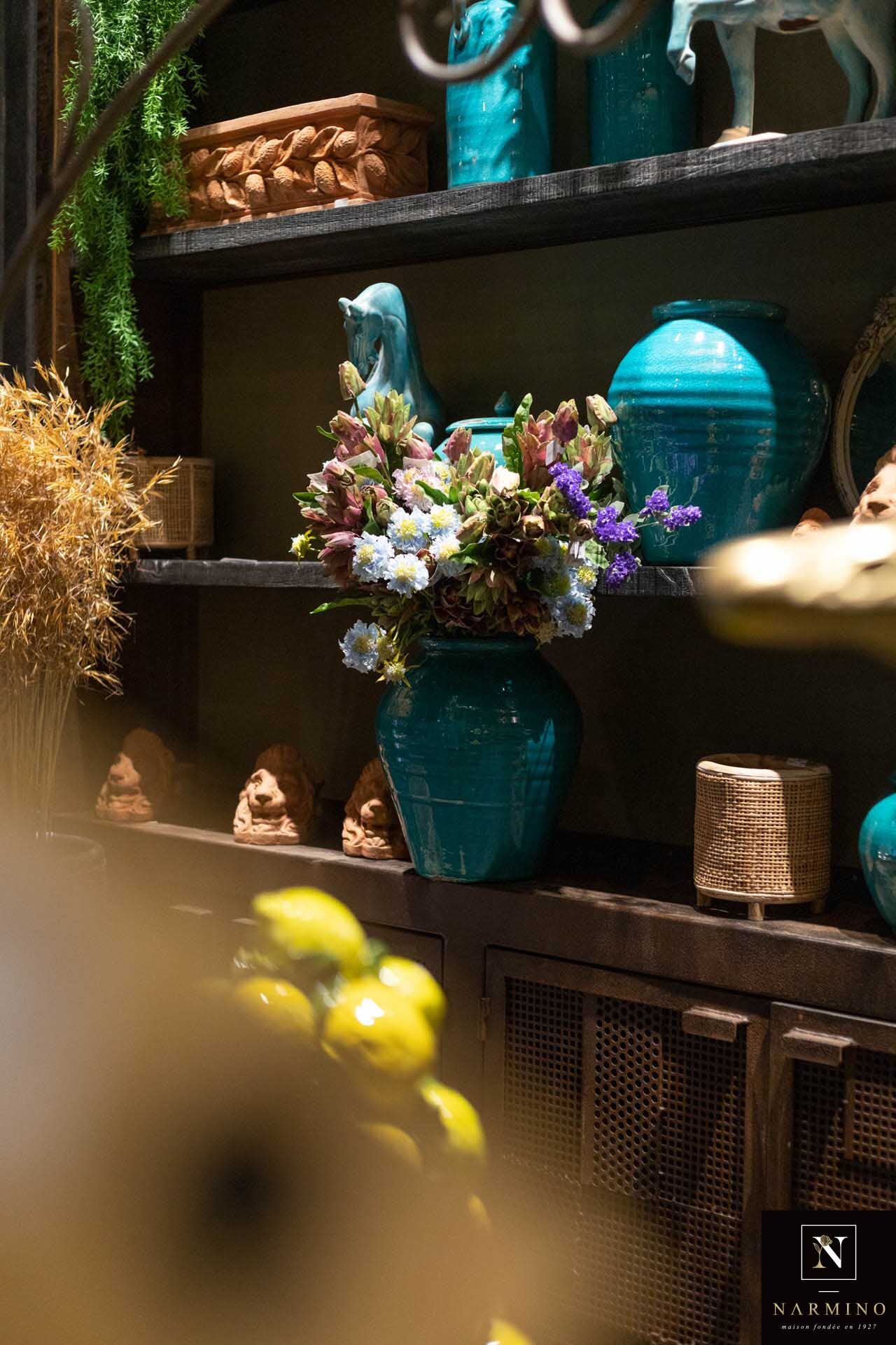 Notre collection de vases en céramique émaillée turquoise