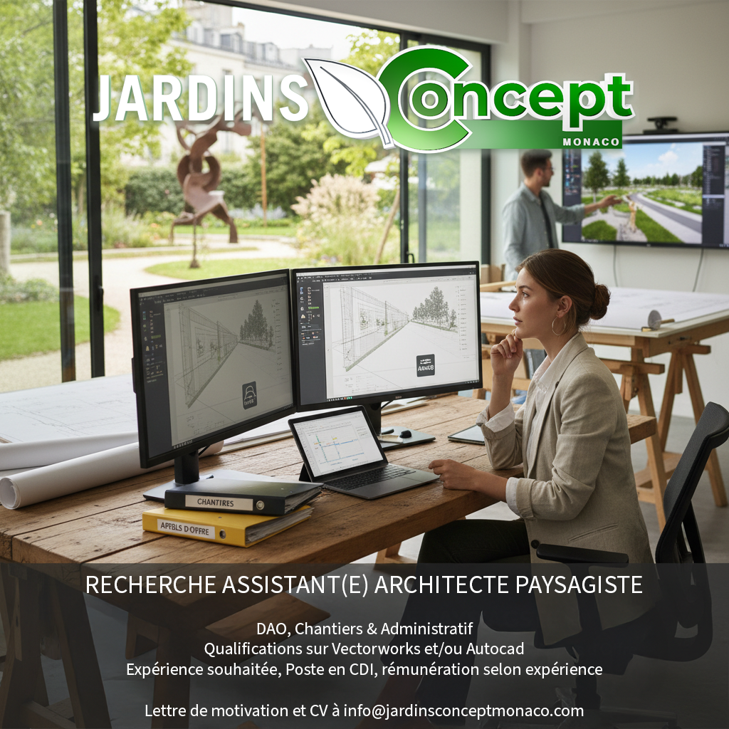 Offre d'emploi à Monaco : assistant architecte paysagiste