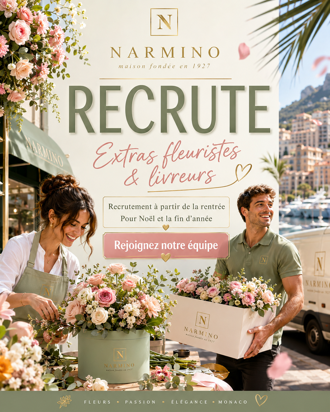 Offre d'emploi de fleuriste et de livreur à Monaco